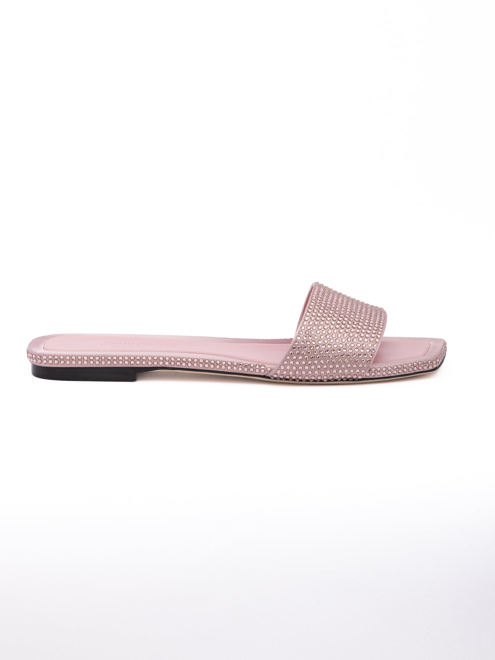 Jimmy Choo Pink Satin Crystal Clovis Flat - Luxury Boutique Co