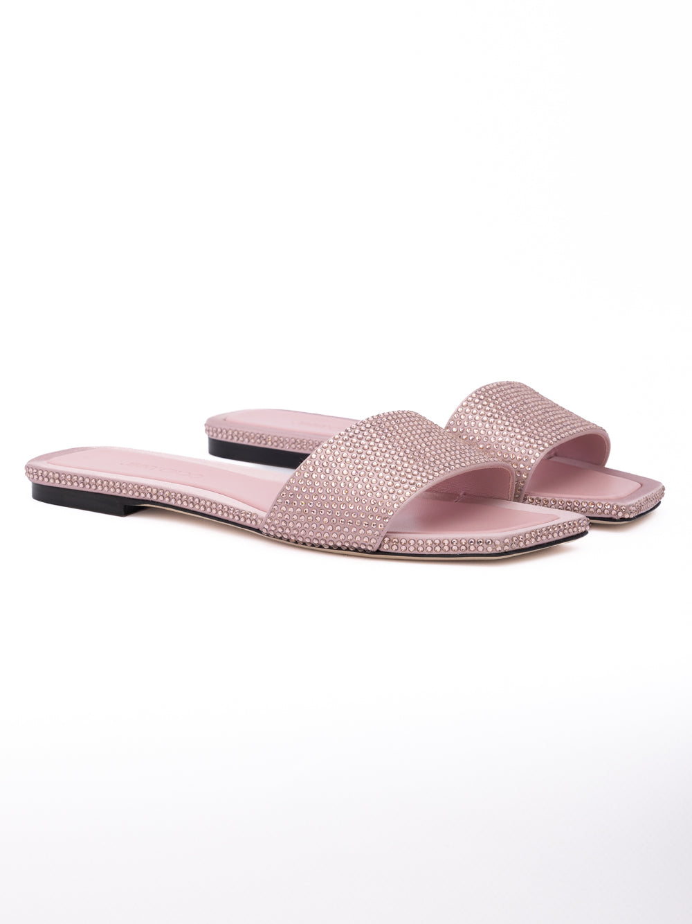 Jimmy Choo Pink Satin Crystal Clovis Flat - Luxury Boutique Co