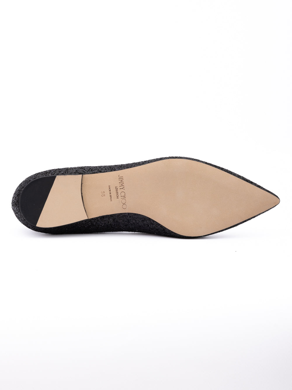 Jimmy Choo Black Coarse Glitter Fabric Alina Ballet Flat - Luxury Boutique Co