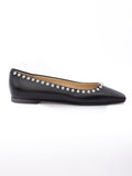 Jimmy Choo Black Leather Dome Studs Mirele Ballet Flat - Luxury Boutique Co