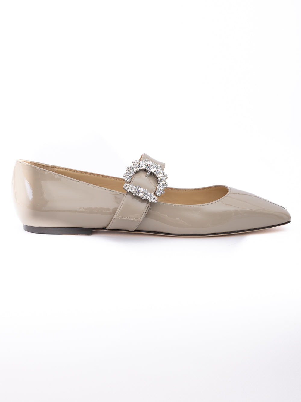 Jimmy Choo Taupe Grey Patent Leather Chery Ballet Flat - Luxury Boutique Co