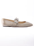 Jimmy Choo Taupe Grey Patent Leather Chery Ballet Flat - Luxury Boutique Co