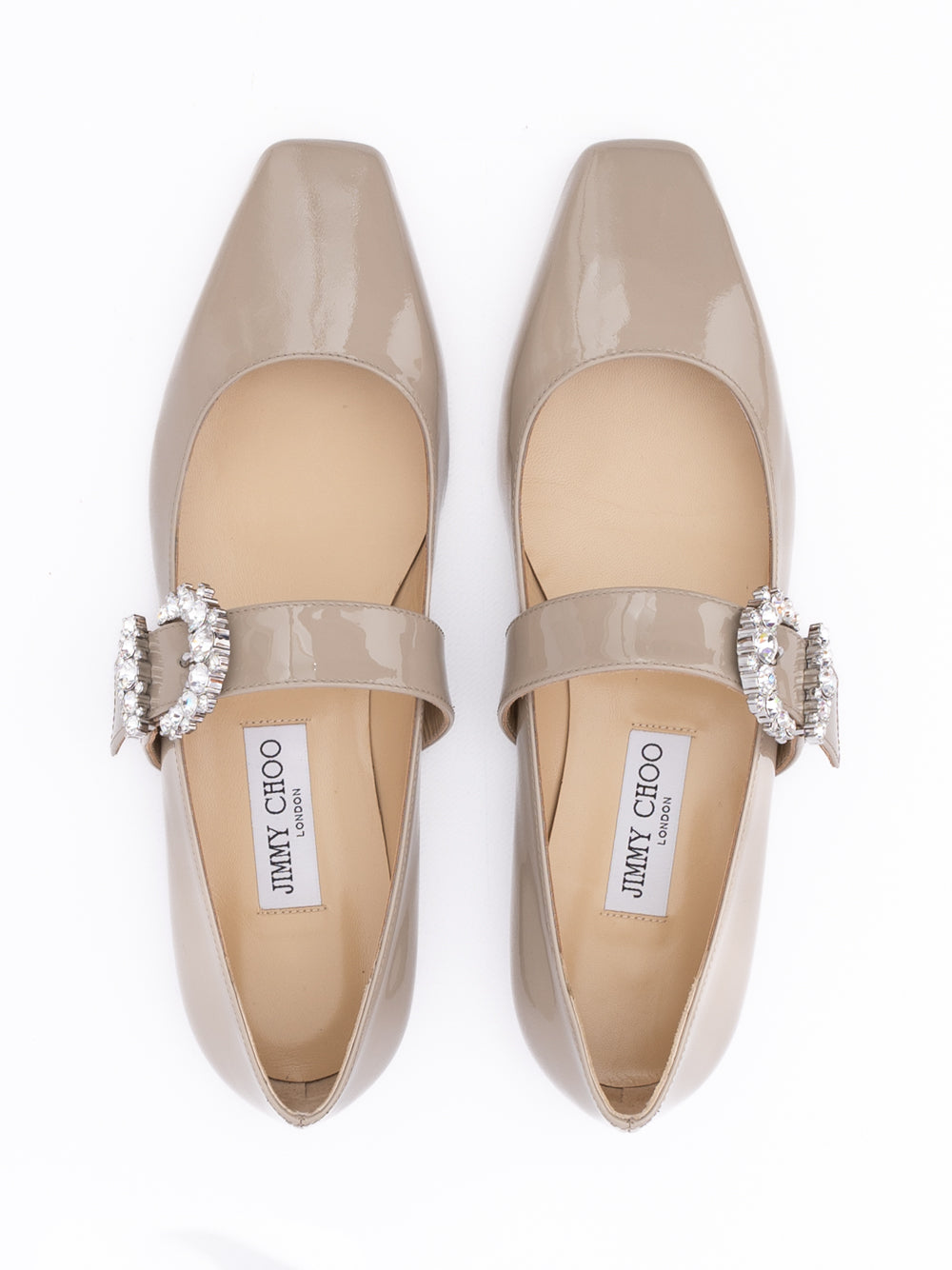 Jimmy Choo Taupe Grey Patent Leather Chery Ballet Flat - Luxury Boutique Co