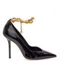 Jimmy Choo Black Patent Leather Diamond Talura 100 Pumps - Luxury Boutique Co