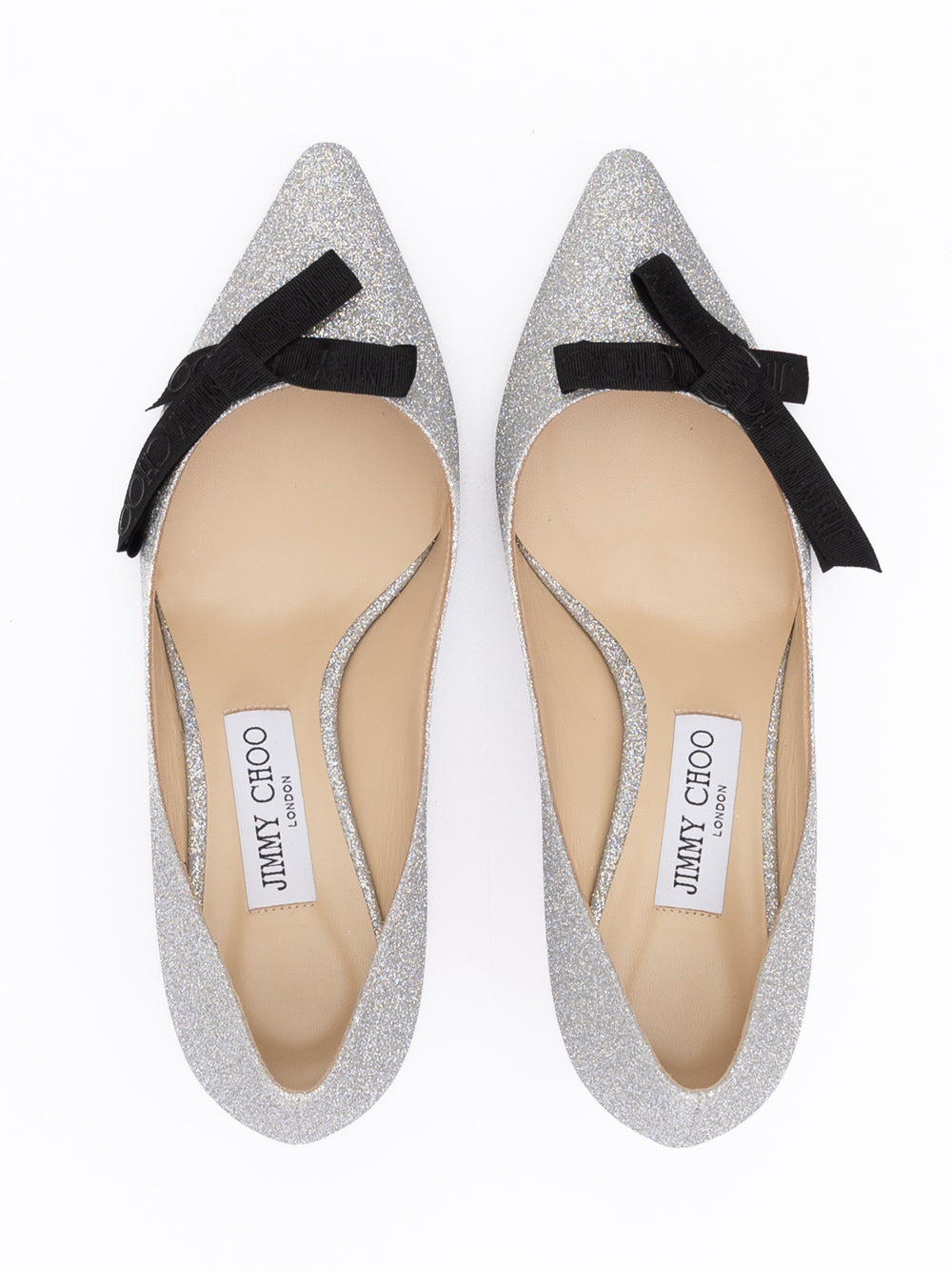 Jimmy Choo Silver Fine Glitter Fabric Romy 60 Pumps - Luxury Boutique Co