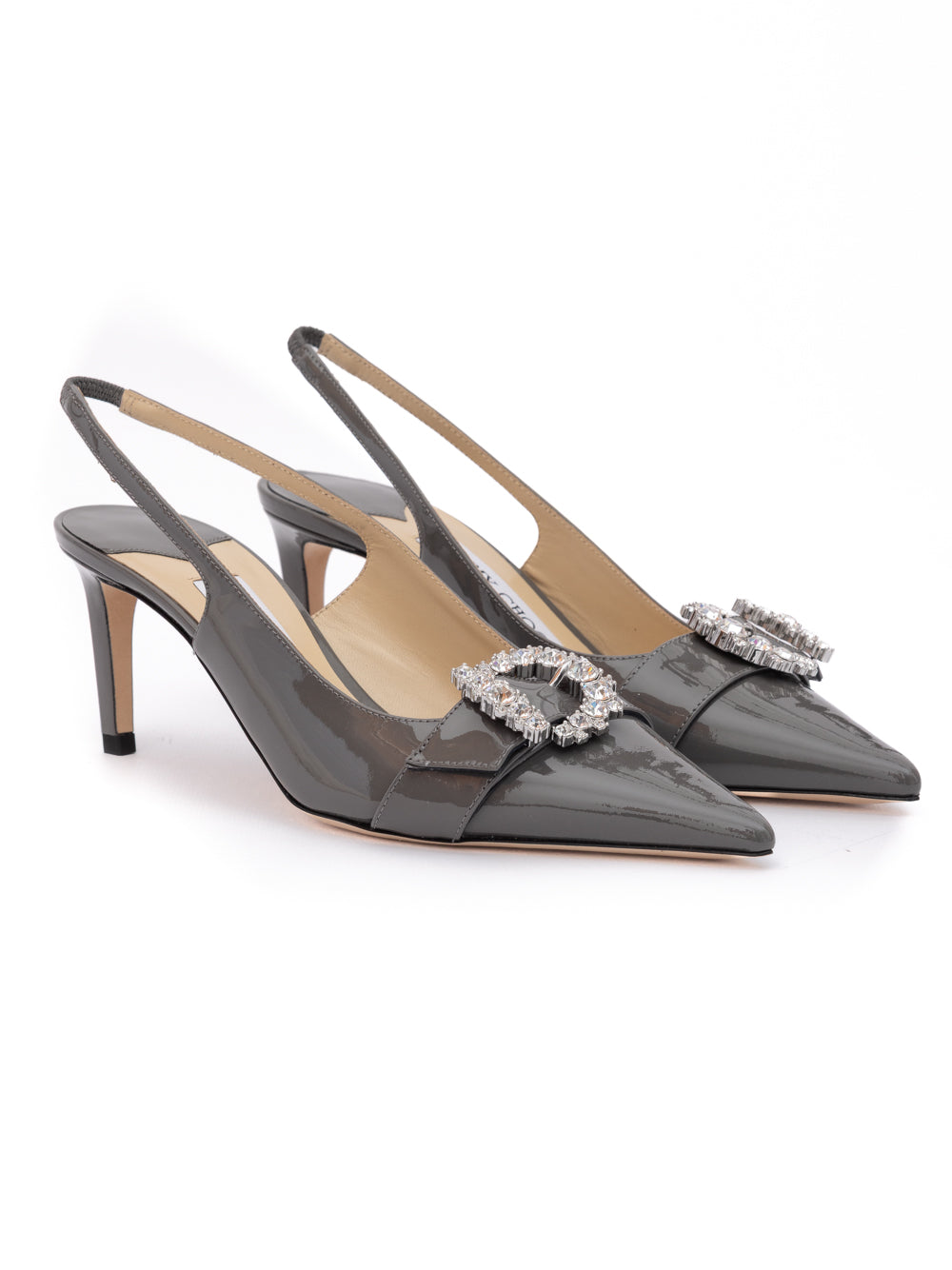 Jimmy Choo Storm Grey Patent Leather Chery SB 65 Pumps - Luxury Boutique Co