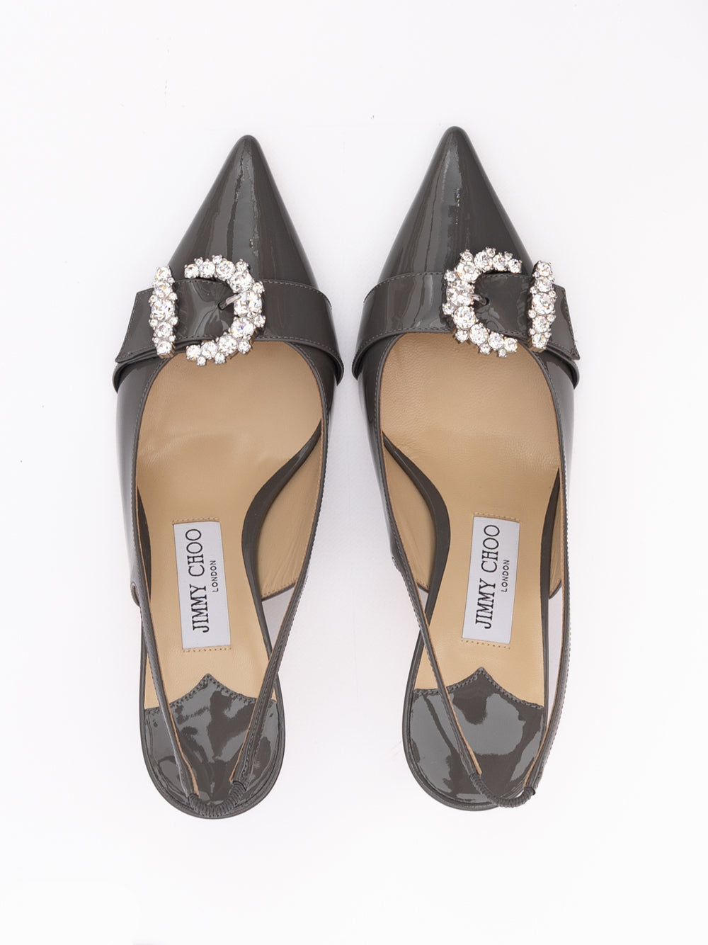 Jimmy Choo Storm Grey Patent Leather Chery SB 65 Pumps - Luxury Boutique Co