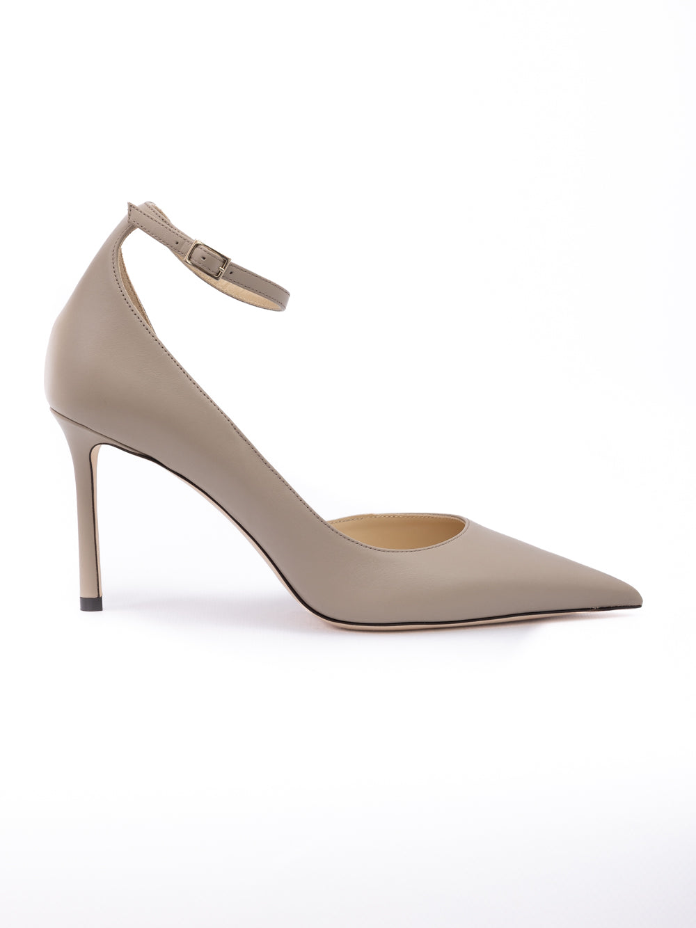 Jimmy Choo Taupe Grey Calf Leather Leona 85 Pumps - Luxury Boutique Co