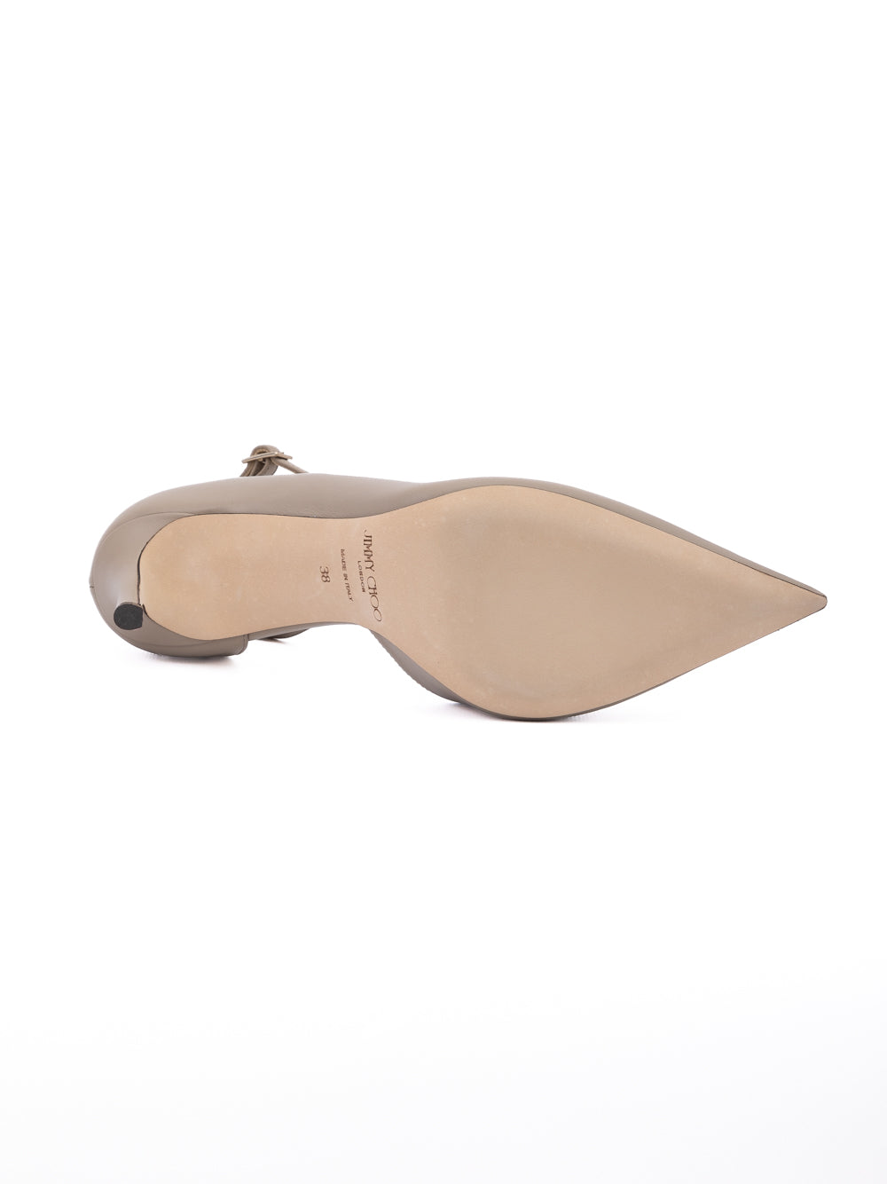 Jimmy Choo Taupe Grey Calf Leather Leona 85 Pumps - Luxury Boutique Co
