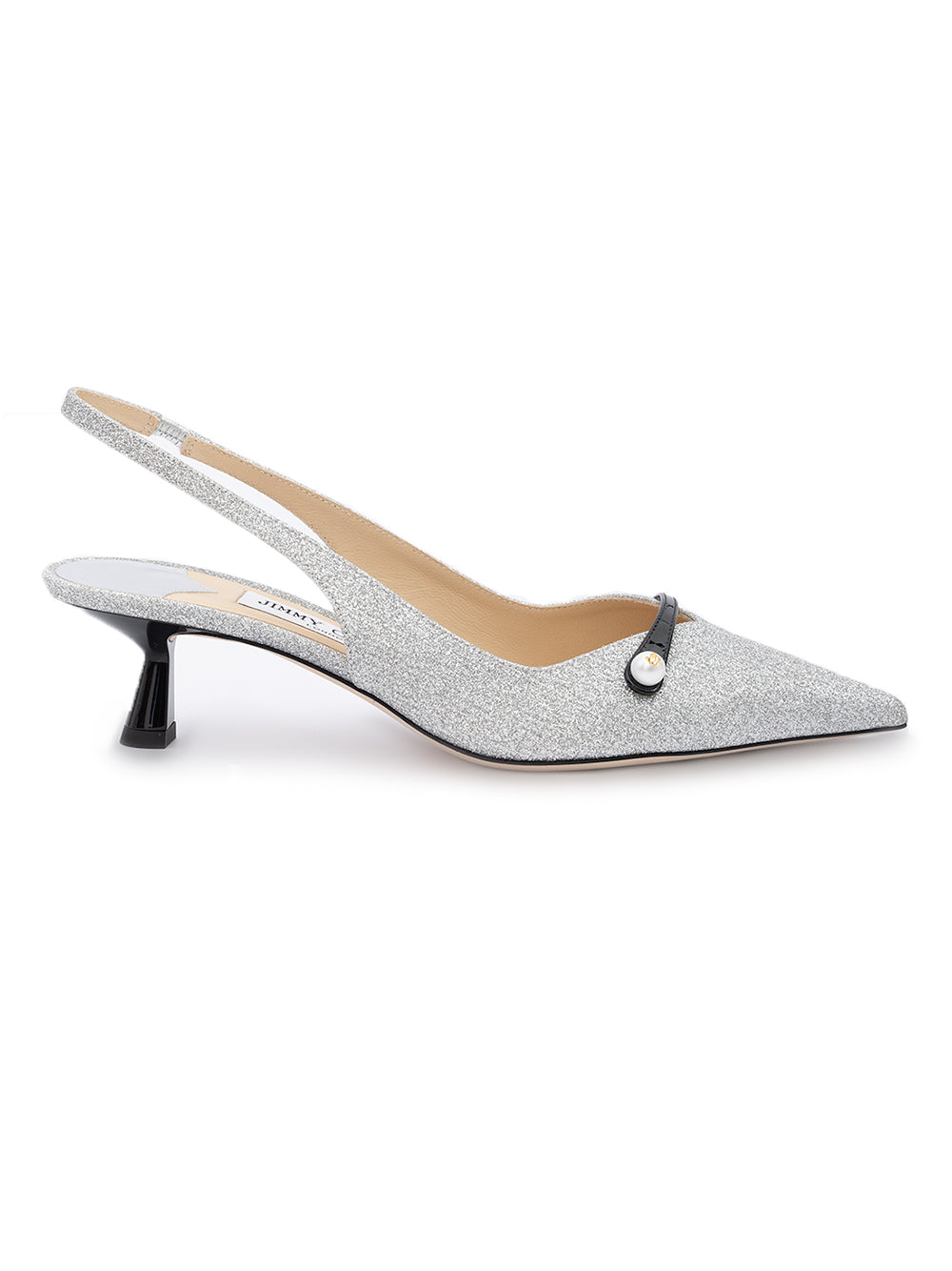 Jimmy Choo Silver Fine Glitter Amita 45 Slingback Pumps - Luxury Boutique Co