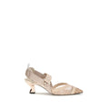 Fendi Beige Nylon Mid Heel Pumps - Luxury Boutique Co