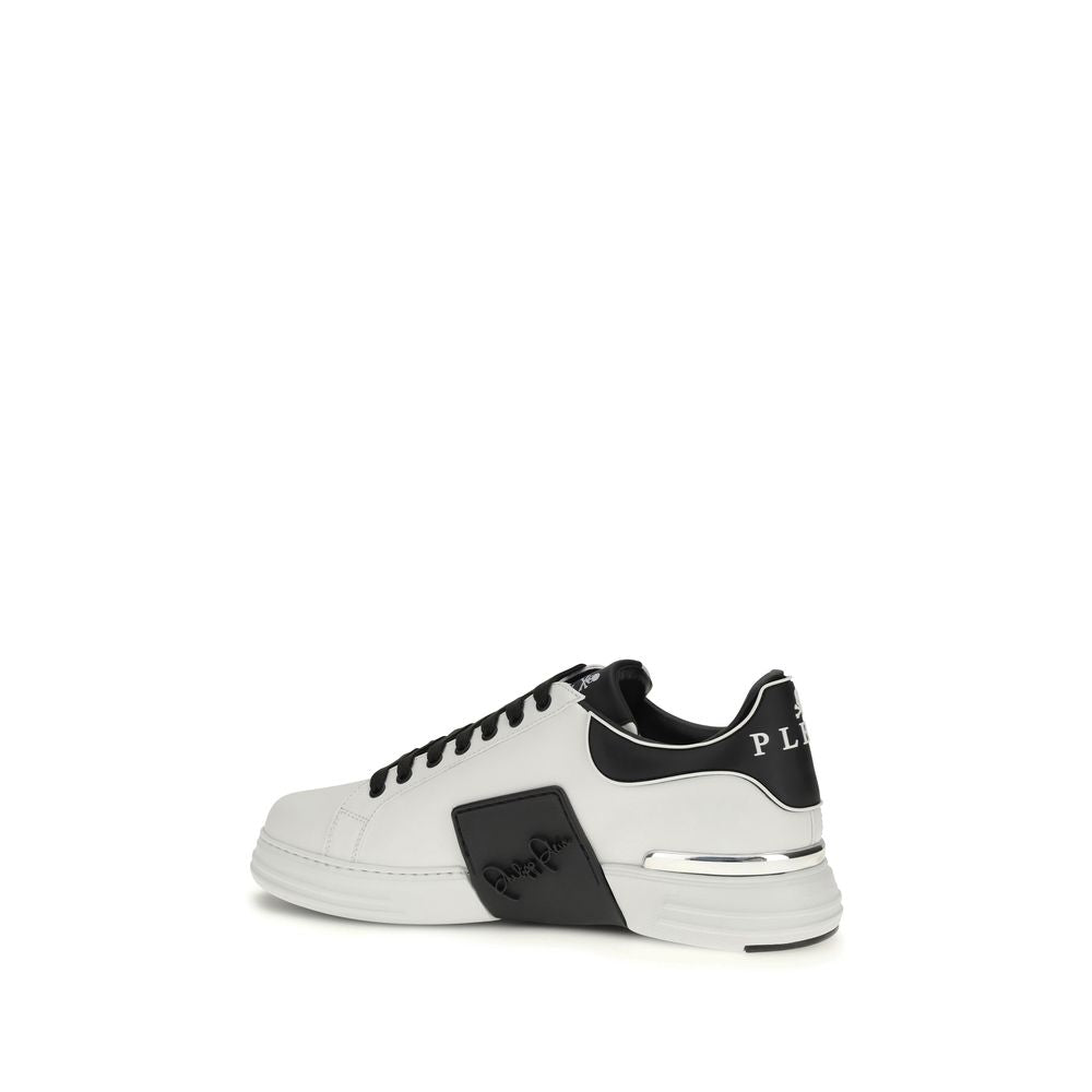 Philipp Plein White Calf Leather Bos Taurus Low Top Sneakers - Luxury Boutique Co