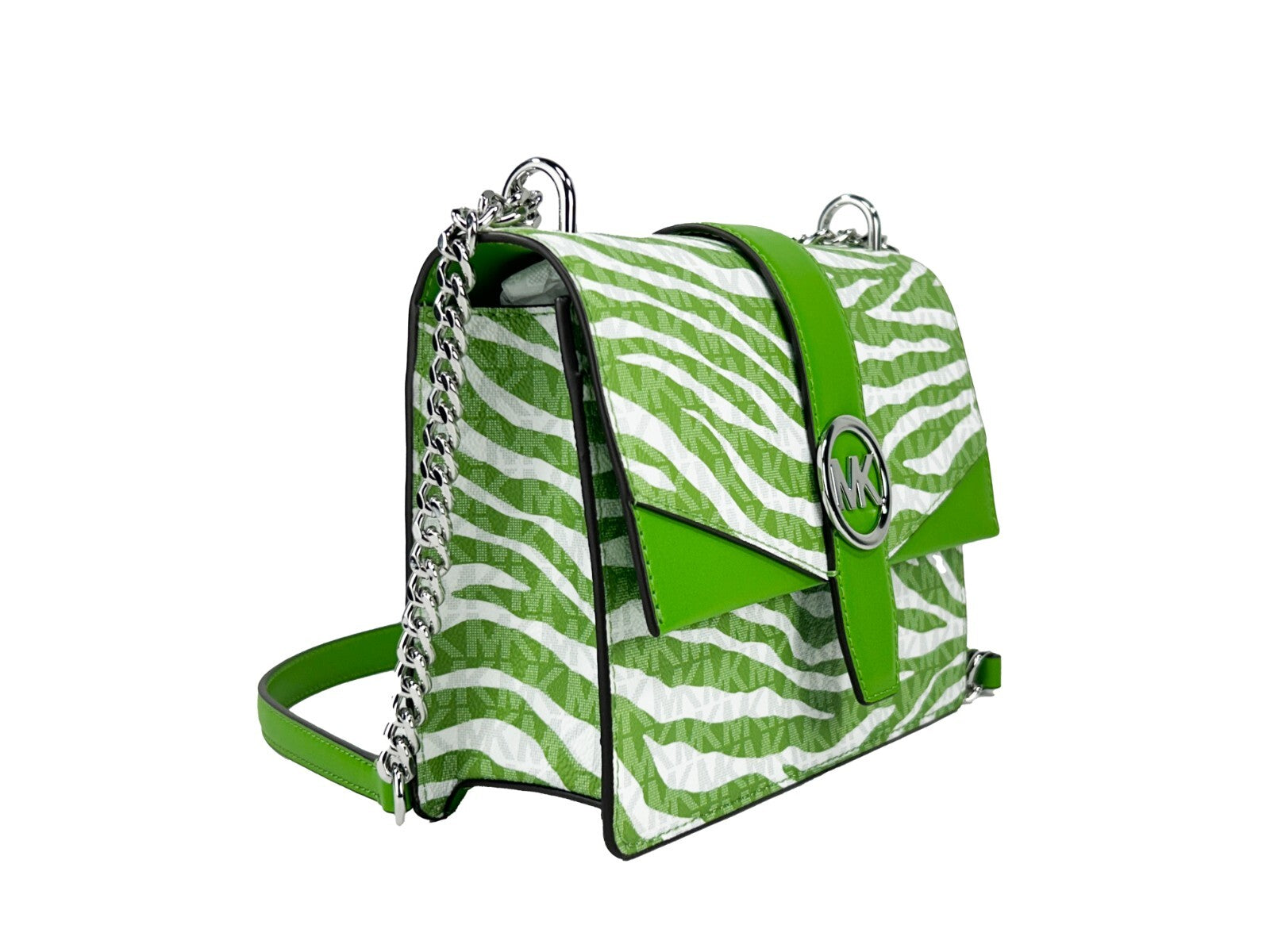 Michael Kors Greenwich Small Print Logo Crossbody Tote Chain Bag Jungle Green $498 - Luxury Boutique Co