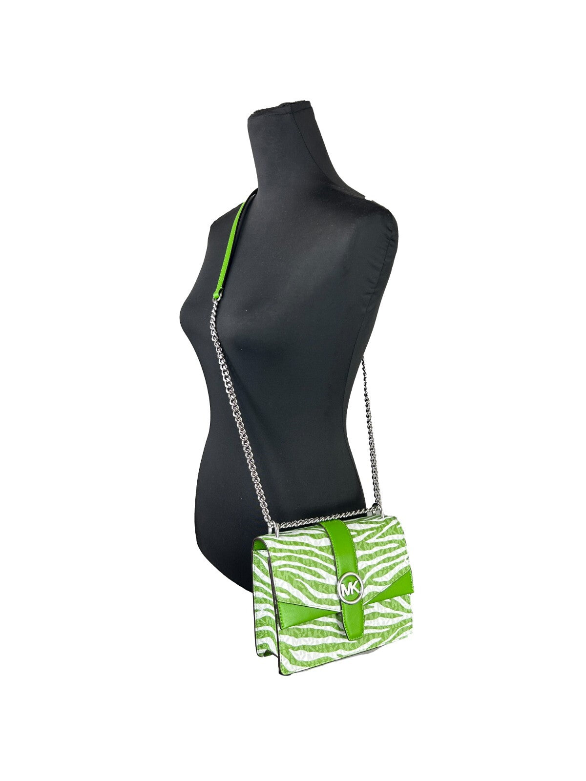 Michael Kors Greenwich Small Print Logo Crossbody Tote Chain Bag Jungle Green $498 - Luxury Boutique Co