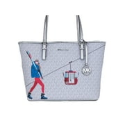 Michael Kors Jet Set Travel Girls Medium Signature Carryall Tote White MK - Luxury Boutique Co