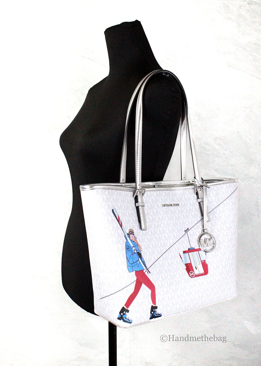 Michael Kors Jet Set Travel Girls Medium Signature Carryall Tote White MK - Luxury Boutique Co
