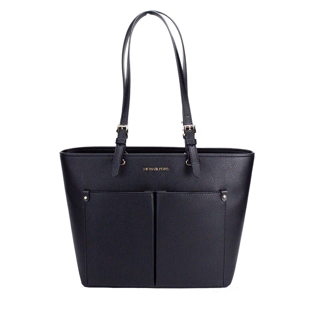Michael Kors Womens Jet Set Travel Medium Double Pocket Tote Black/SIlver 35F3GTVT8B-001 - Luxury Boutique Co