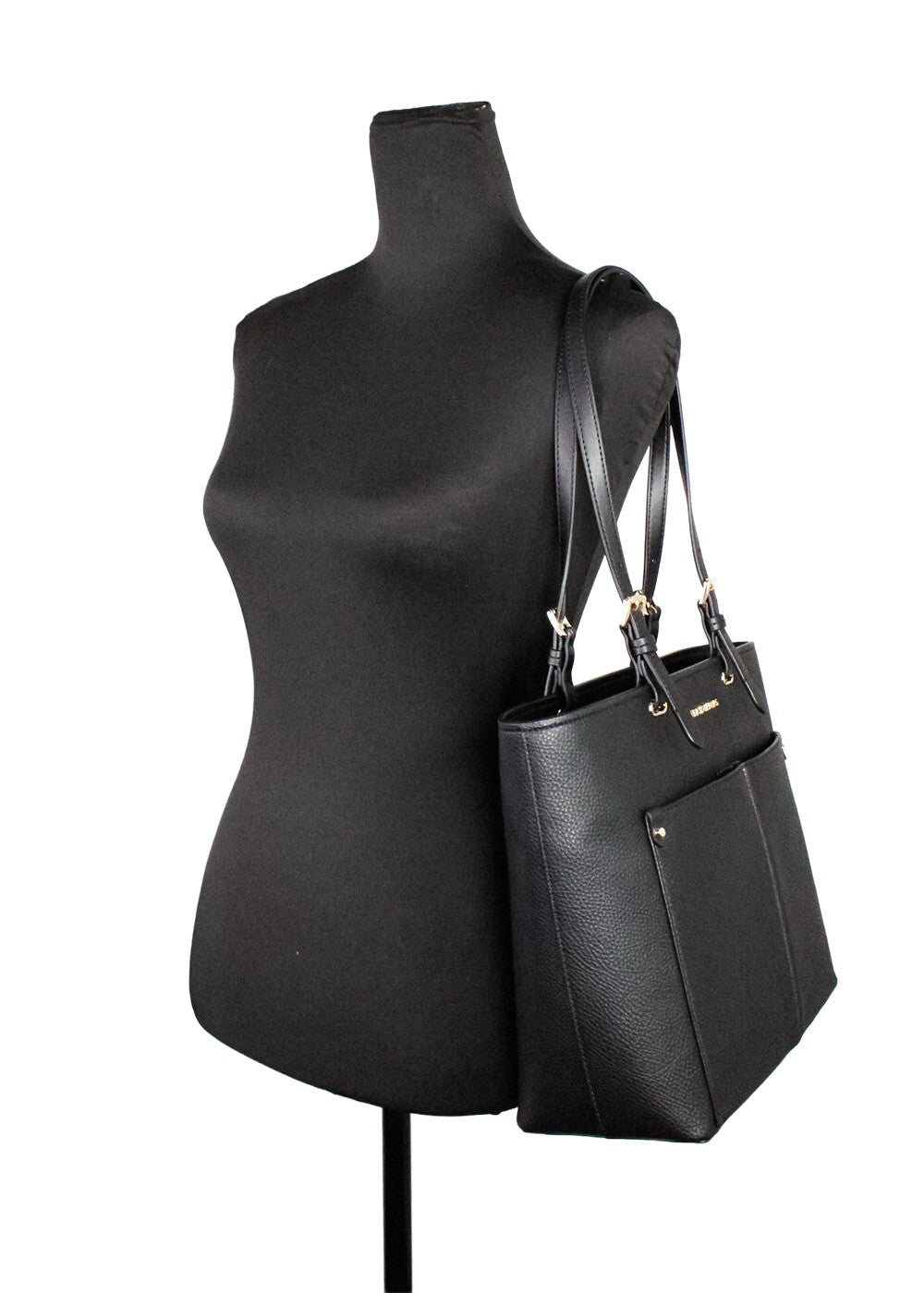 Michael Kors Womens Jet Set Travel Medium Double Pocket Tote Black/SIlver 35F3GTVT8B-001 - Luxury Boutique Co