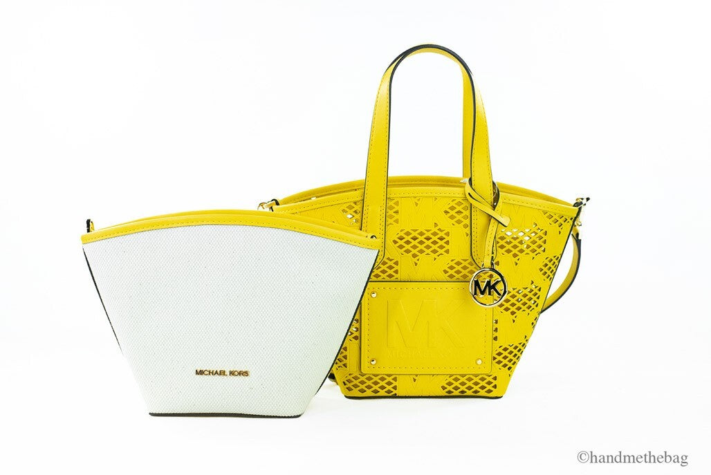 Michael Kors Kimber Small Daffodil Leather 2-In-1 Zip Tote Messenger Bag Purse - Luxury Boutique Co