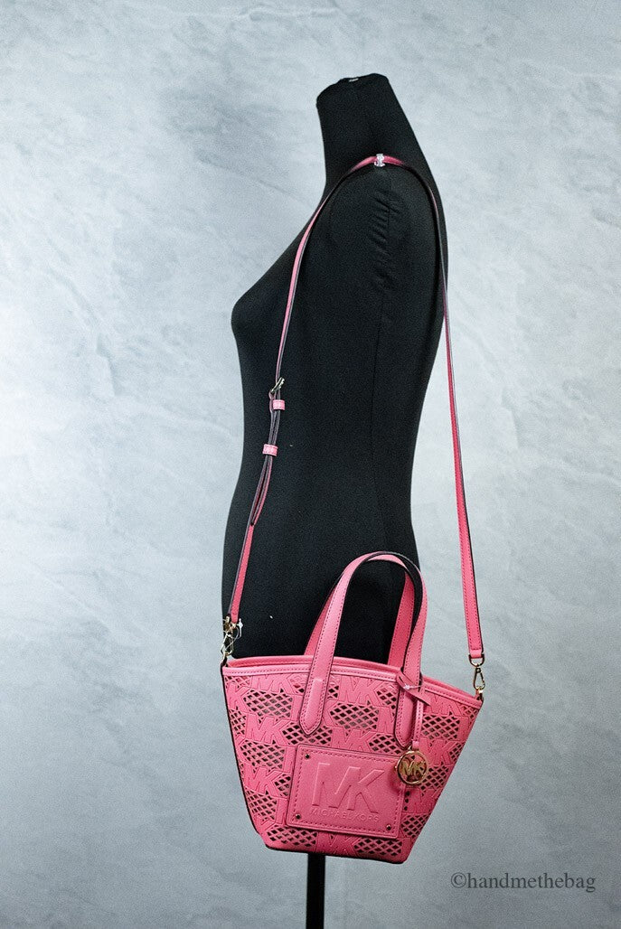 Michael Kors Kimber Small Tea Rose Leather 2-In-1 Zip Tote Messenger Bag Purse - Luxury Boutique Co