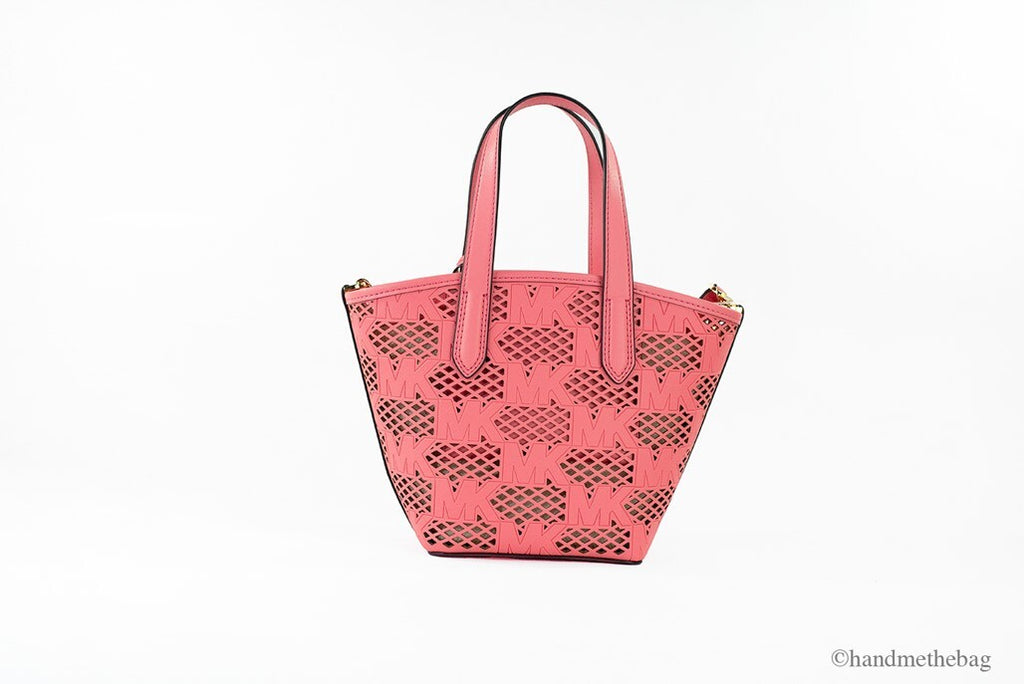 Michael Kors Kimber Small Tea Rose Leather 2-In-1 Zip Tote Messenger Bag Purse - Luxury Boutique Co