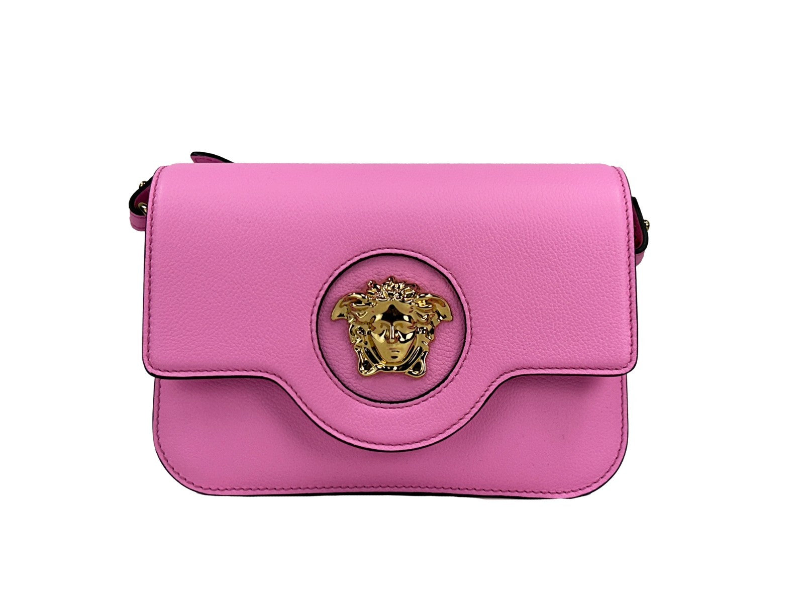 Versace La Medusa Pink Leather Shoulder Crossbody Bag Purse - Luxury Boutique Co
