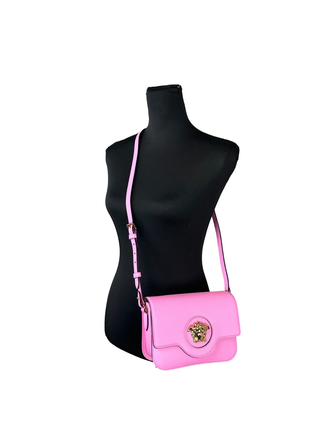 Versace La Medusa Pink Leather Shoulder Crossbody Bag Purse - Luxury Boutique Co