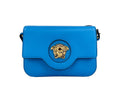 Versace La Medusa Blue Leather Shoulder Crossbody Bag Purse - Luxury Boutique Co