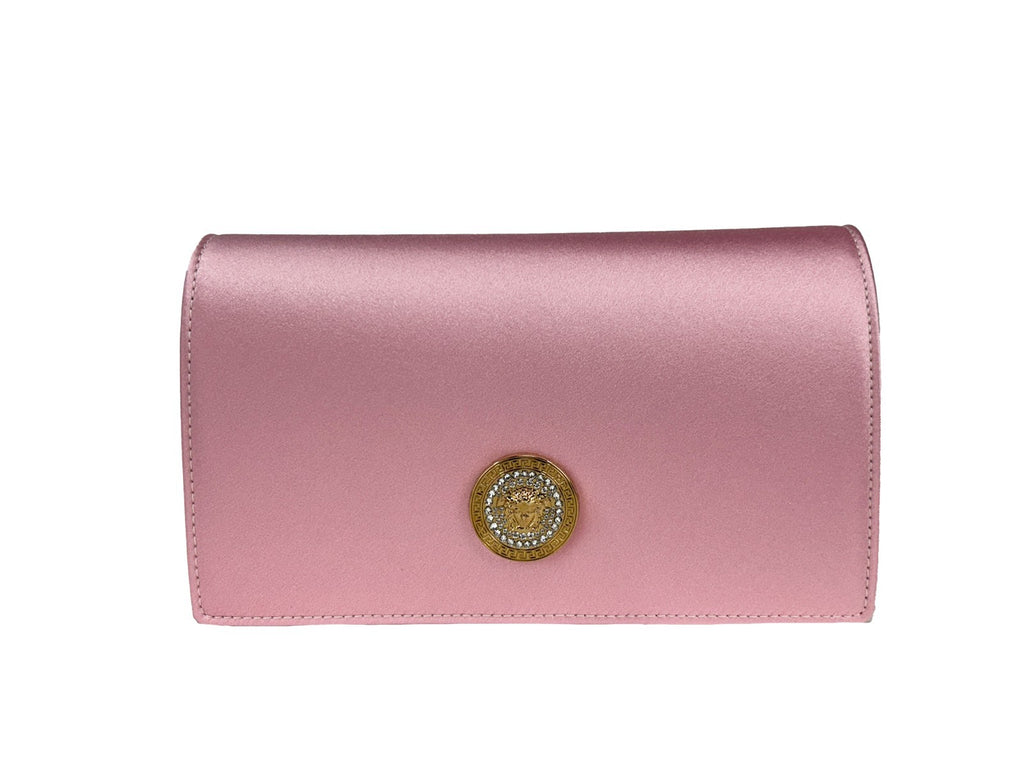 Versace Medusa Crystal Satin Mini Chain Crossbody Bag Purse - Luxury Boutique Co