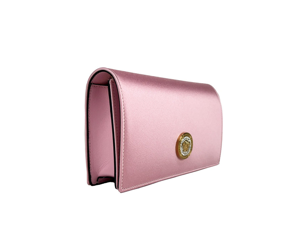 Versace Medusa Crystal Satin Mini Chain Crossbody Bag Purse - Luxury Boutique Co