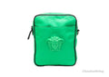 Versace Small Bright Green Nylon Fabric Medusa Crossbody Messenger Bag Purse - Luxury Boutique Co