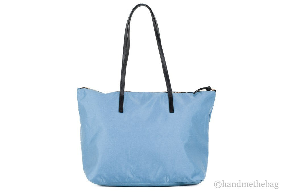 Versace Portuna Medusa Medium Cornflower Blue Nylon Leather Tote Bag Purse - Luxury Boutique Co