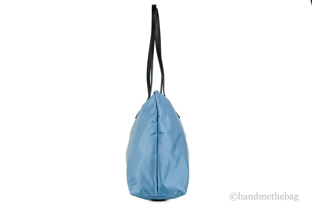 Versace Portuna Medusa Medium Cornflower Blue Nylon Leather Tote Bag Purse - Luxury Boutique Co