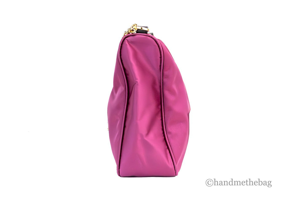 Versace Small Dahlia Nylon Fabric Medusa Pendant Crossbody Shoulder Purse Bag - Luxury Boutique Co