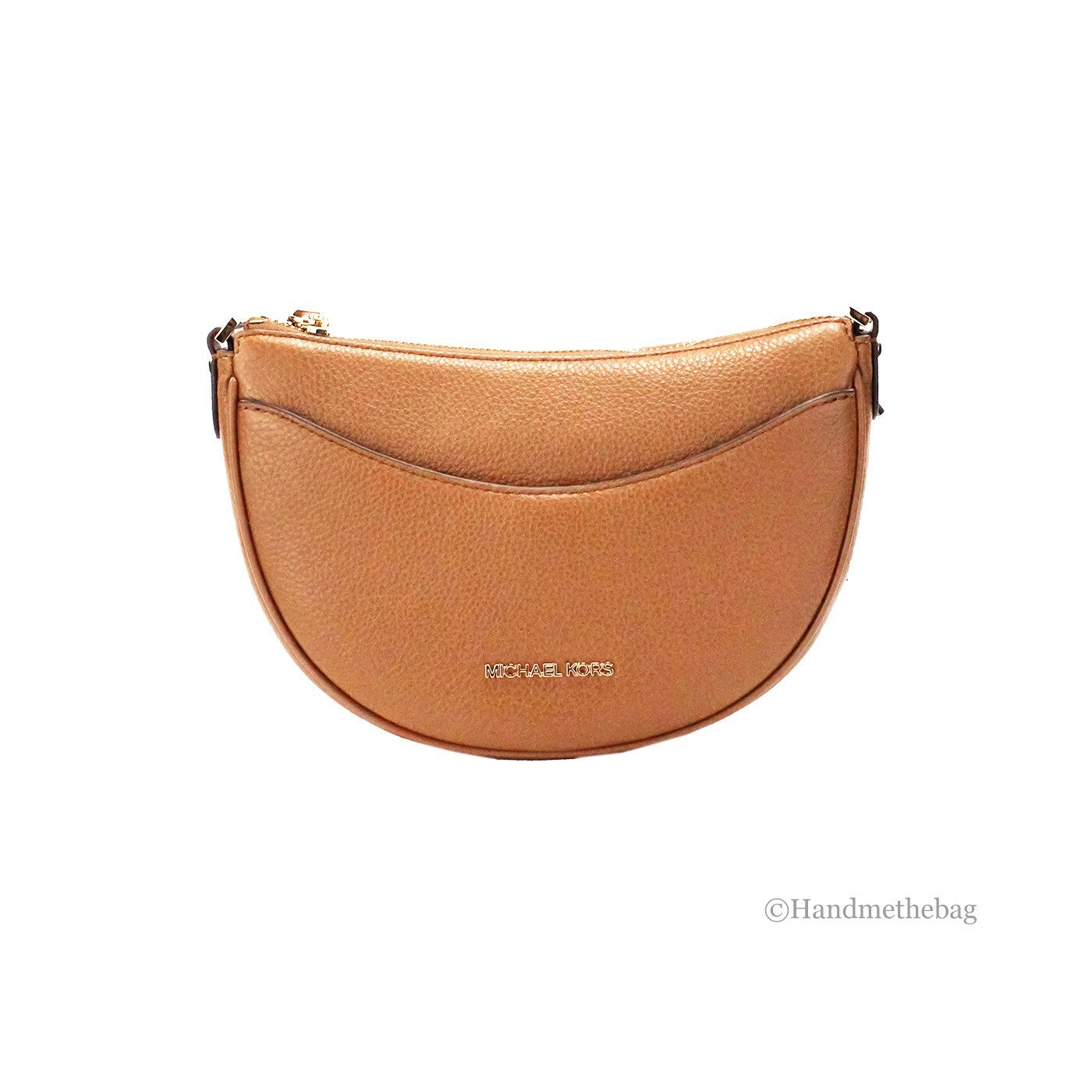 Michael Kors Dover Small Luggage Pebbled Leather Half Moon Crossbody Bag Purse - Luxury Boutique Co