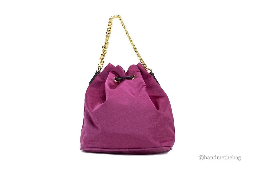 Versace Small Dahlia Nylon Medusa Pendant Bucket Chain Crossbody Bag Purse - Luxury Boutique Co
