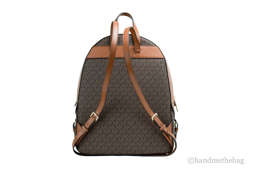 Michael Kors Jaycee Large Brown Signature PVC Shoulder Backpack Bookbag - Luxury Boutique Co