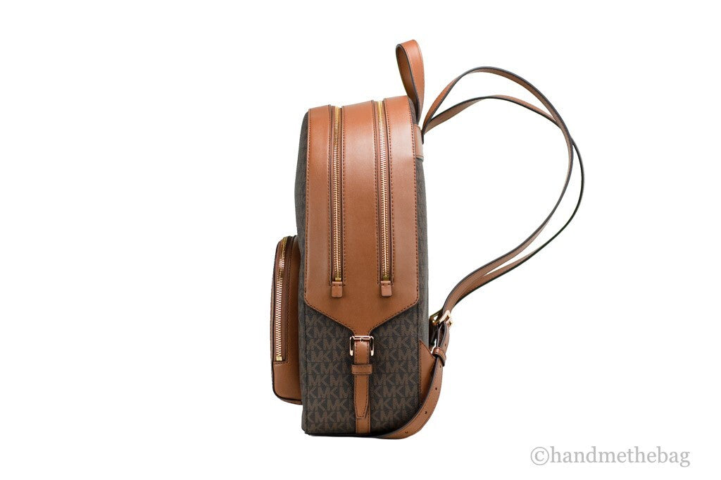 Michael Kors Jaycee Large Brown Signature PVC Shoulder Backpack Bookbag - Luxury Boutique Co