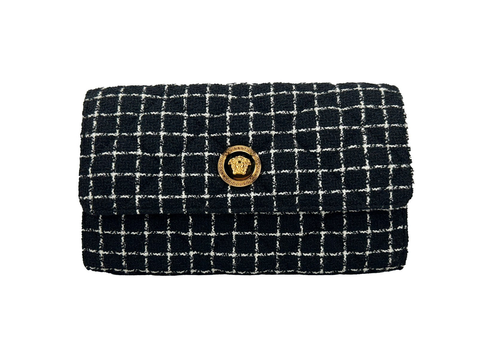 Versace Wallet On A Chain Fabric Black Crossbody Bag - Luxury Boutique Co