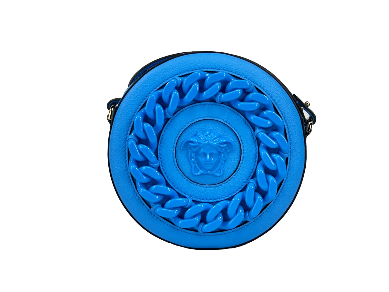 Versace Round Disco Leather Camera Case Crossbody Bag - Luxury Boutique Co