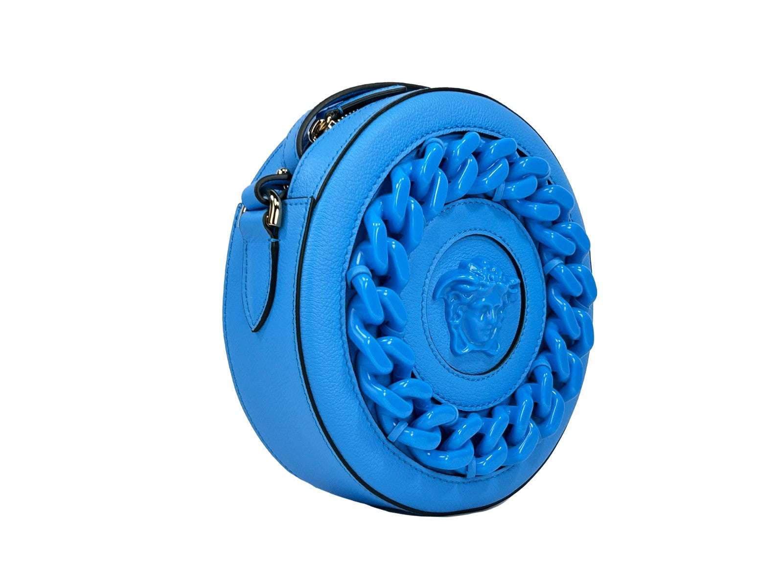 Versace Round Disco Leather Camera Case Crossbody Bag - Luxury Boutique Co