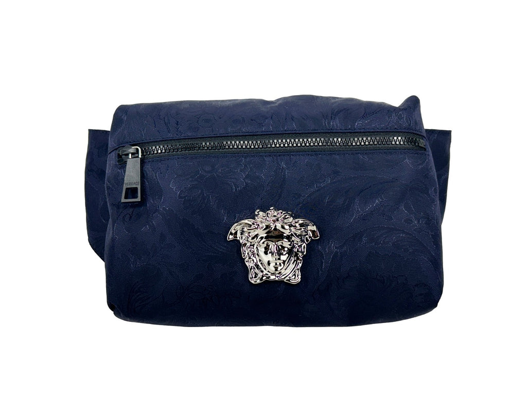 Versace Medusa Navy Nylon Belt Bag Waist Fanny Pack Purse - Luxury Boutique Co