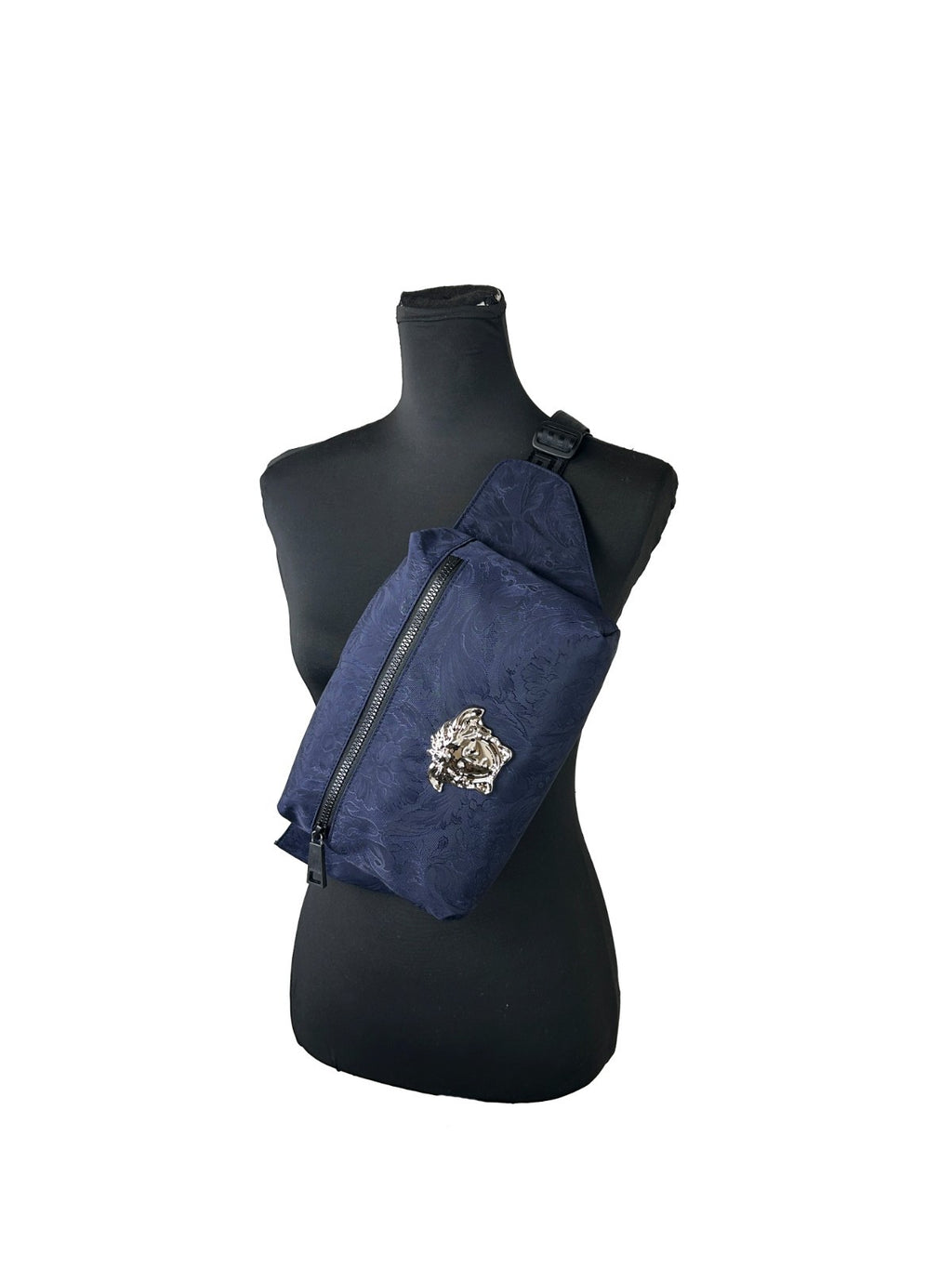 Versace Medusa Navy Nylon Belt Bag Waist Fanny Pack Purse - Luxury Boutique Co