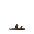 Saint Laurent Brown Calf Leather Bos Taurus Flat Sandals - Luxury Boutique Co