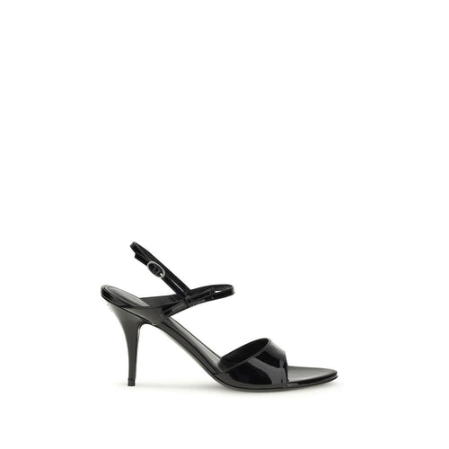 Balenciaga Black Calf Leather Bos Taurus Stiletto Heel Sandals - Luxury Boutique Co