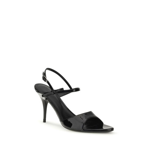 Balenciaga Black Calf Leather Bos Taurus Stiletto Heel Sandals - Luxury Boutique Co