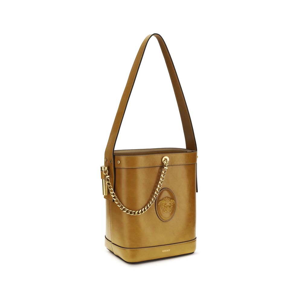 Versace Brown Calf Leather Bos Taurus Backet Bag - Luxury Boutique Co