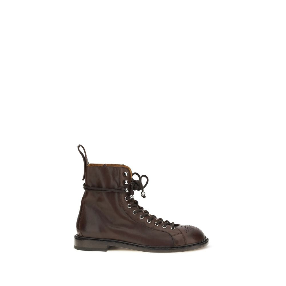 Versace Brown Calf Leather Bos Taurus Lace-Up Boots - Luxury Boutique Co