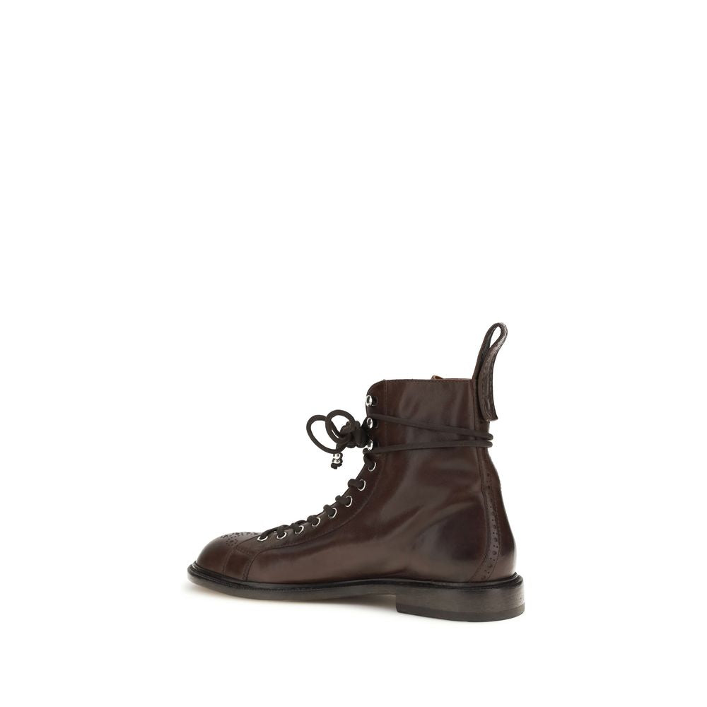 Versace Brown Calf Leather Bos Taurus Lace-Up Boots - Luxury Boutique Co