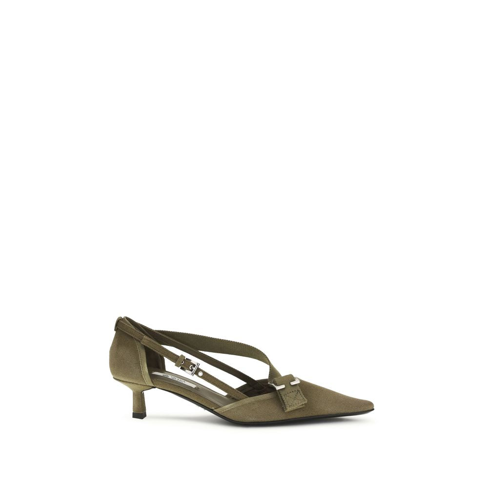 Prada Bicolor Cotton Mid Heel Pumps - Luxury Boutique Co